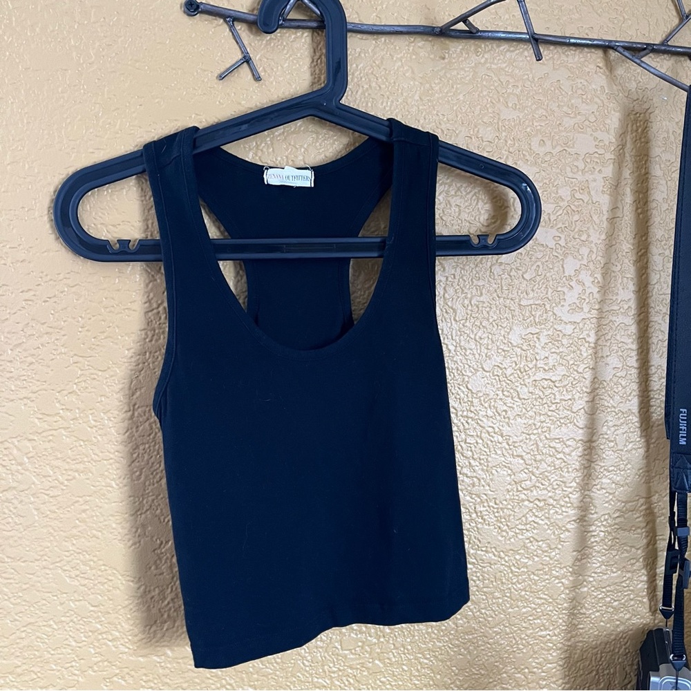 Basic black racer back crop top